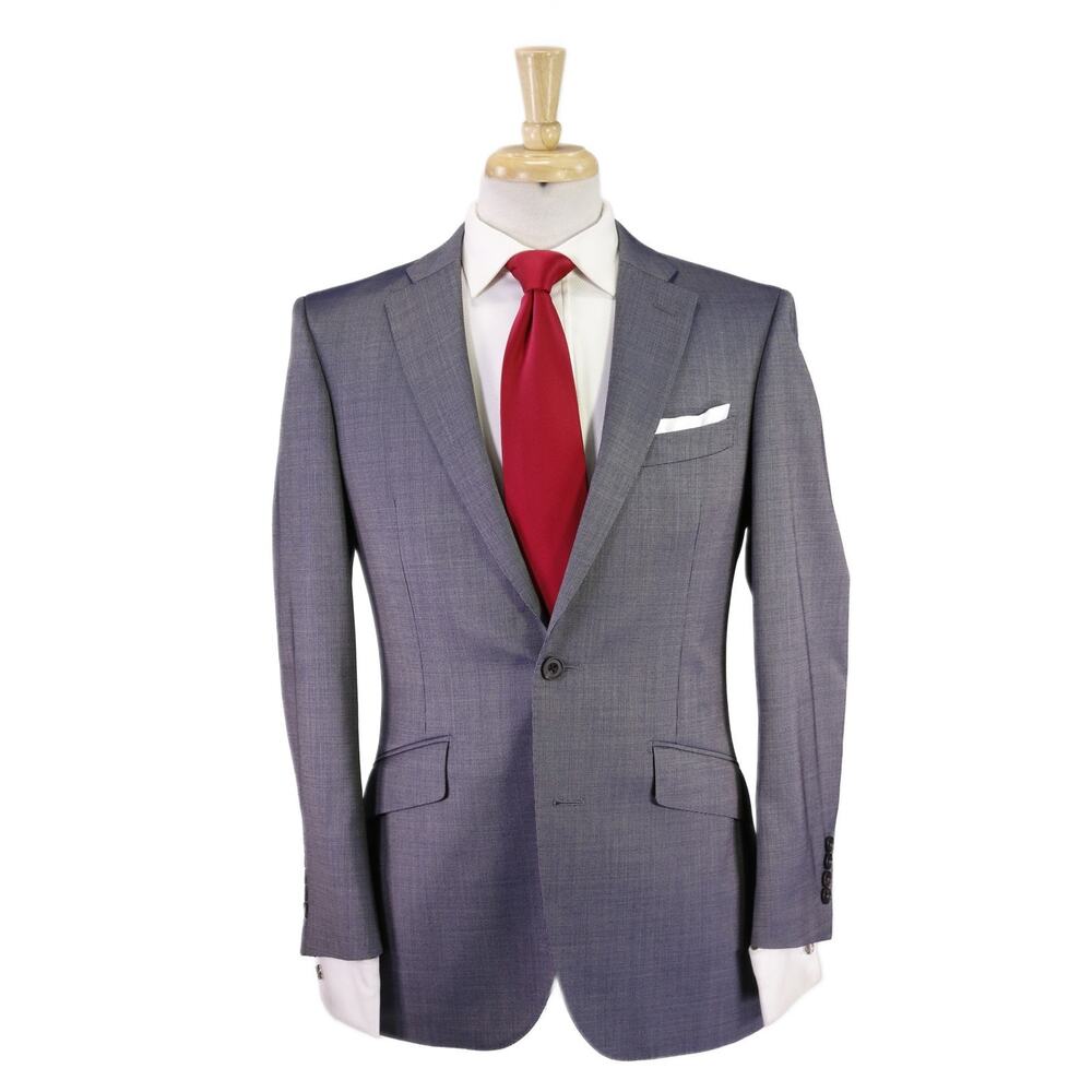 Richard James Savile Row Blue Silver Tic Woven Iridescent Wool Silk 2B Suit 38S